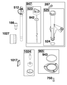 Lubrication Group Diagram and Parts List for 44N677-0053-B5 400000 - 699999 Briggs and Stratton Engine